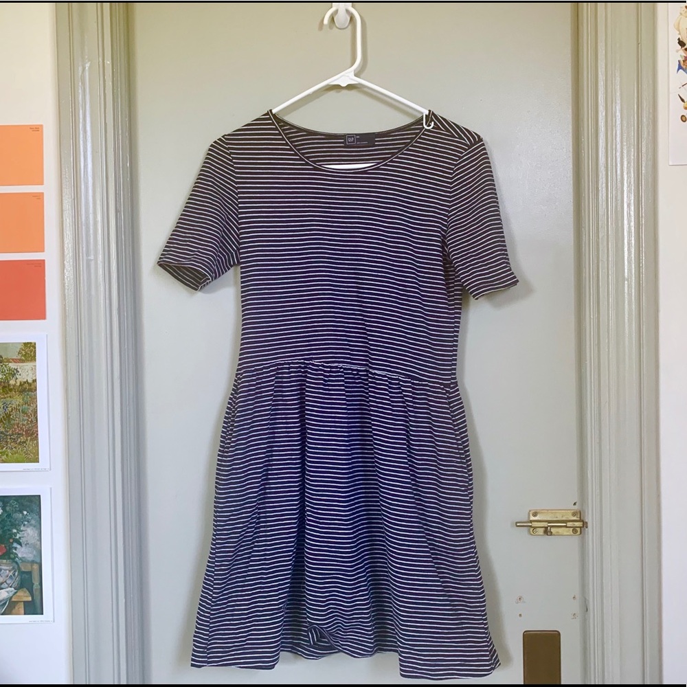 Gap navy stripe babydoll T-shirt dress